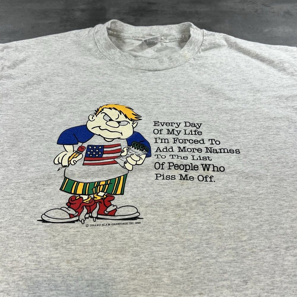 Vintage Parody Saying Shirt Adult XL Gray Script Funny Comedy Logo Single Stitch